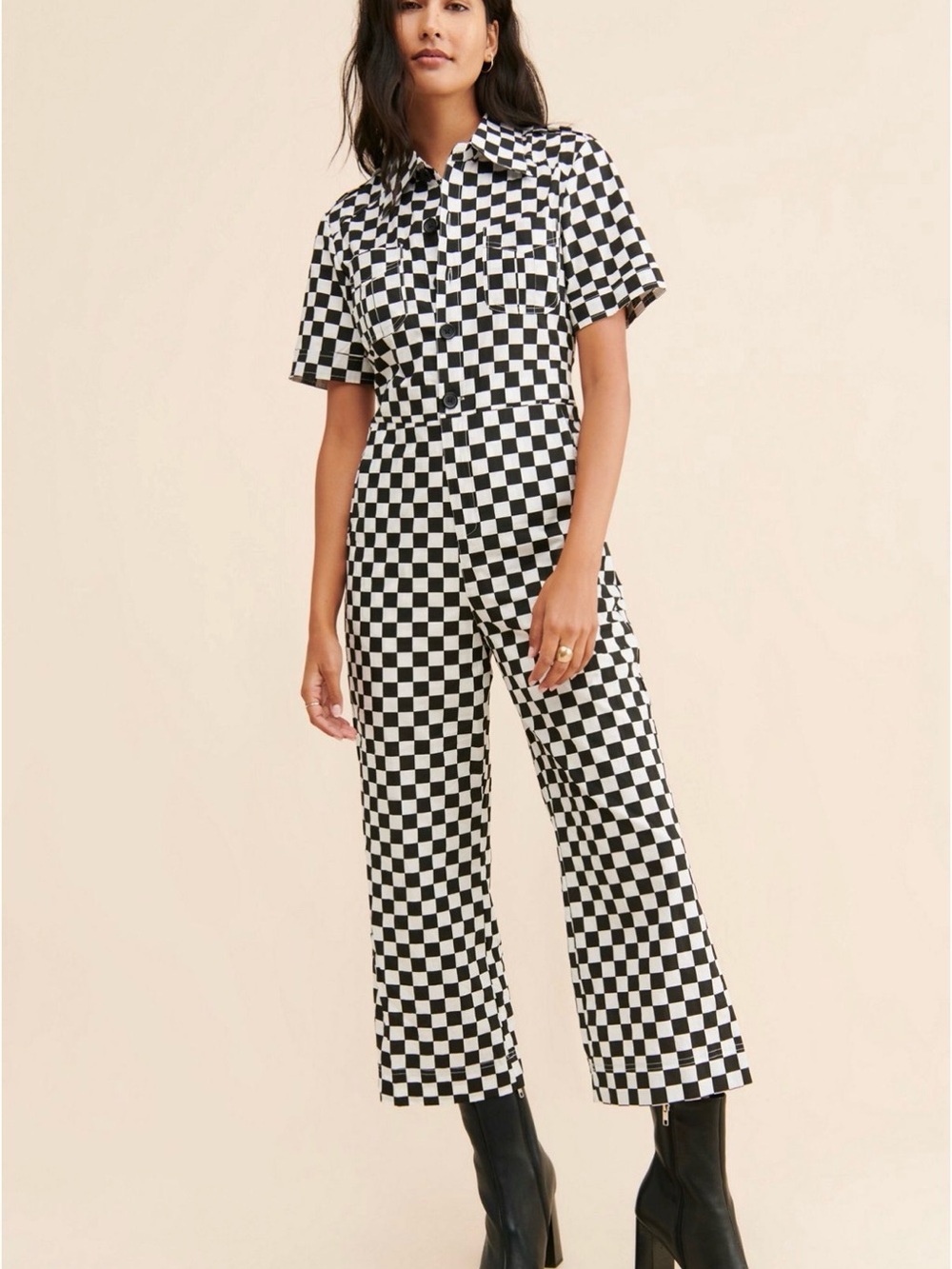 Anthropologie Saint Geraldine Marrs Checkered Coveralls/Jumpsuit